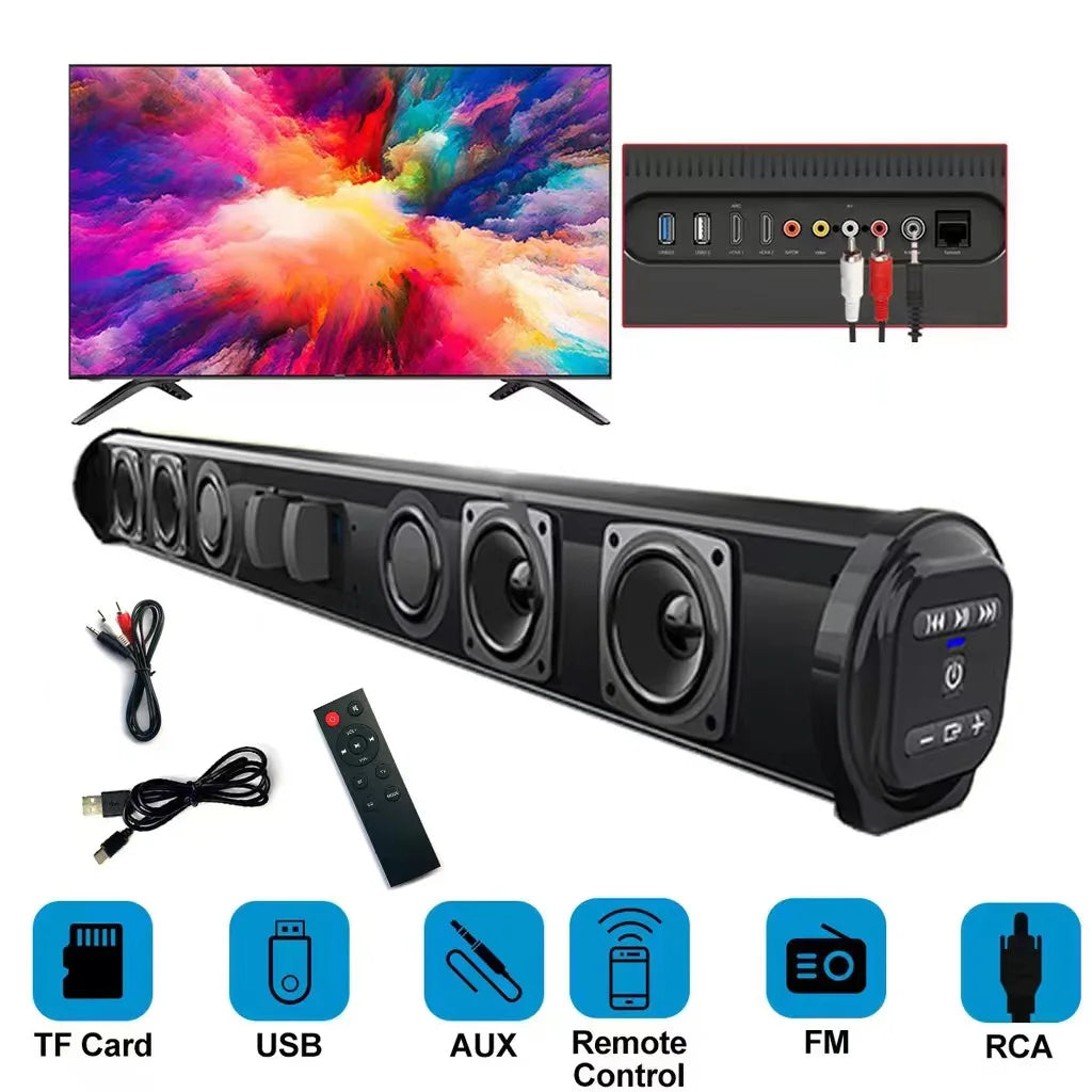 Barra Audio Bluetooth 5.1 Per TV E PC Cablata E Wireless Con Ingresso RCA Batteria Integrata Home Theater
