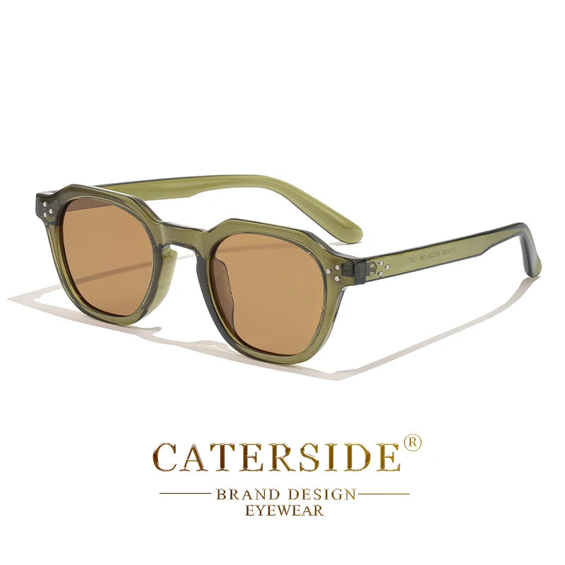 Occhiali Da Sole Polarizzati Retrò Unisex Caterside Ultraleggeri Montatura TR90 Poligonale Per Esterni Viaggio Di Qualità