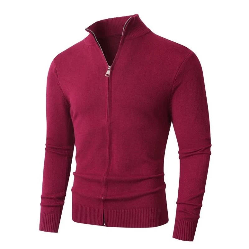Cardigan Uomo Lana Mista Con Zip Frontale Dolcevita Animal Game Pratico E Caldo