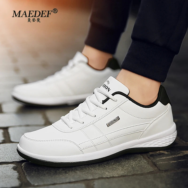 MAEDEF Scarpe Da Uomo Sneaker In Pelle Impermeabile Casual Calzature Stringate Vulcanizzate Comfort