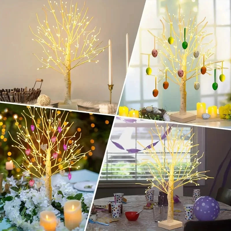 144 LED Luce per albero di betulla Bianco caldo Alimentazione a batteria USB Albero decorativo per le vacanze Natale Halloween Regalo di Pasqua