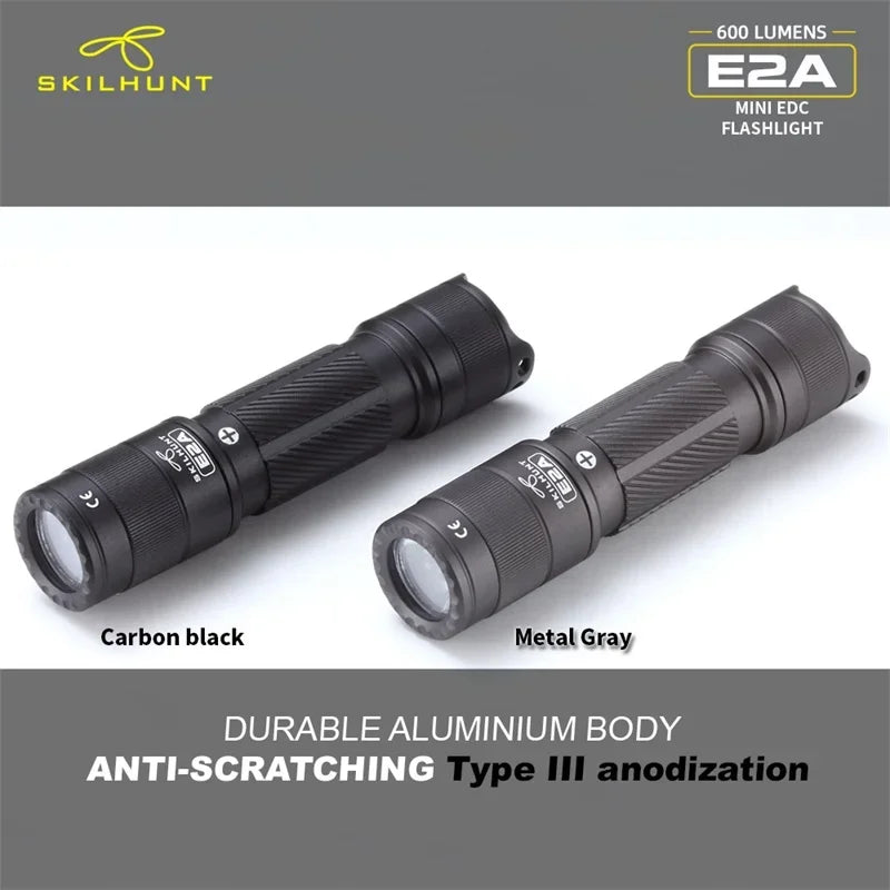 Skilhunt E2A 600 Lumen Mini Torcia LED EDC Tascabile Ricaricabile Compatibile Con Batteria 14500 O AA