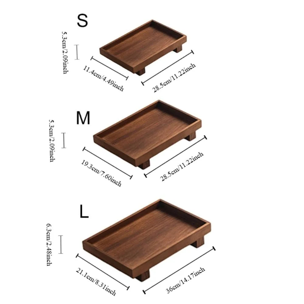Vassoio Da Tè Gongfu In Legno Massello Alta Qualità Stile Giapponese Con Piedini Alti Rettangolare Retrò Per Tavolo Da Tè