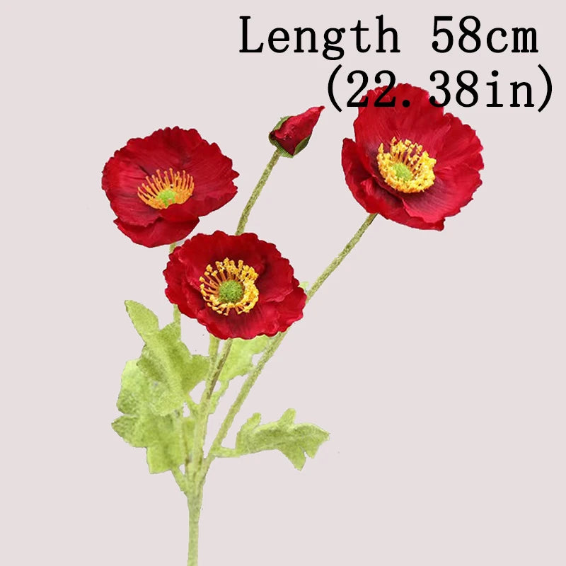 Bouquet Di Fiori Artificiali A 4 Teste Di Papavero In Seta Per Nozze E Feste Decorazione Domestica Elegante