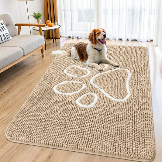 Zerbino Ciniglia Ultra Assorbente Design Zampe Lavabili Antiscivolo Asciugatura Rapida Porta Cane Fangosi