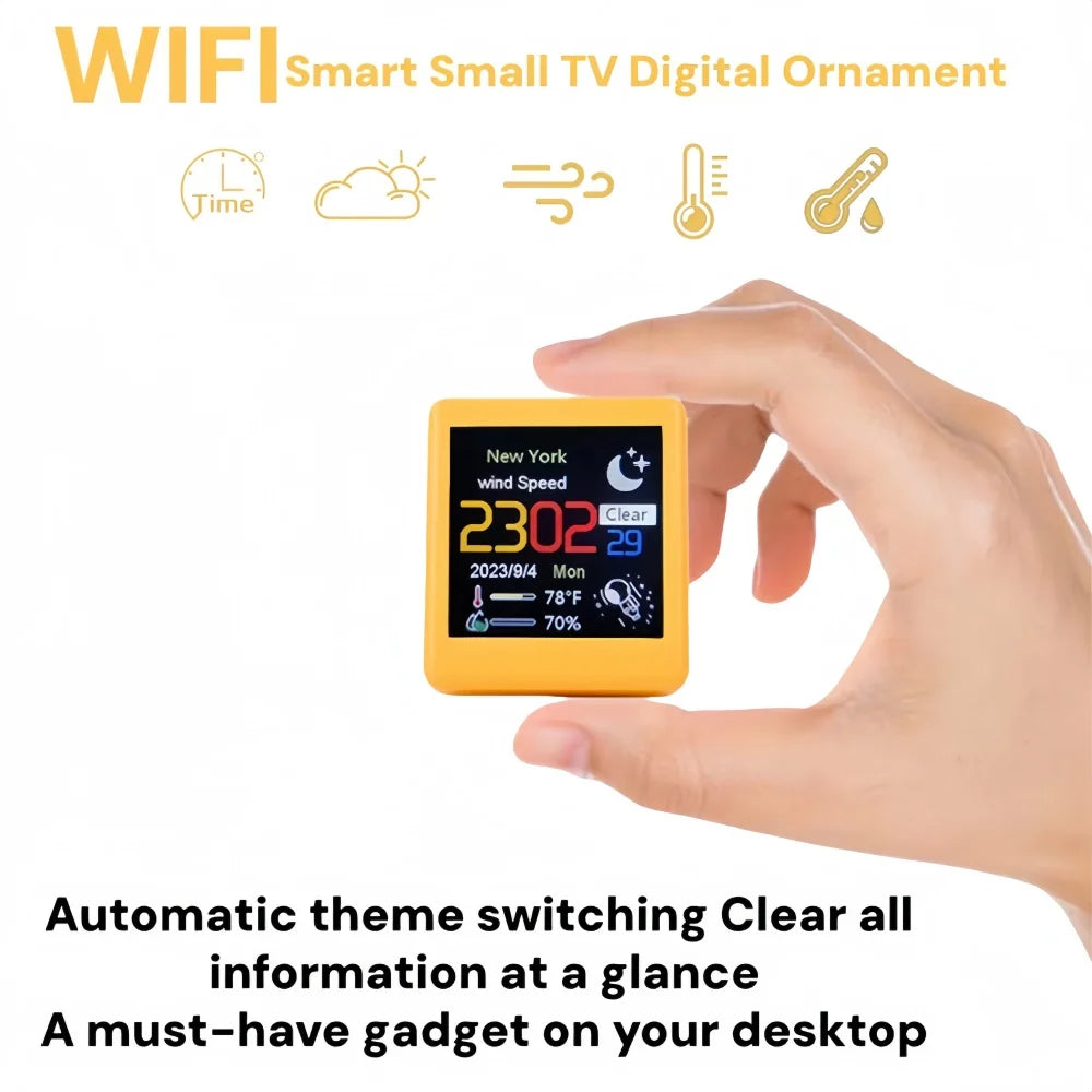 Piccola Stazione Meteo Portatile Smart WiFi Con Display Temperatura Umidità Ora Sveglia Decorazione Da Scrivania
