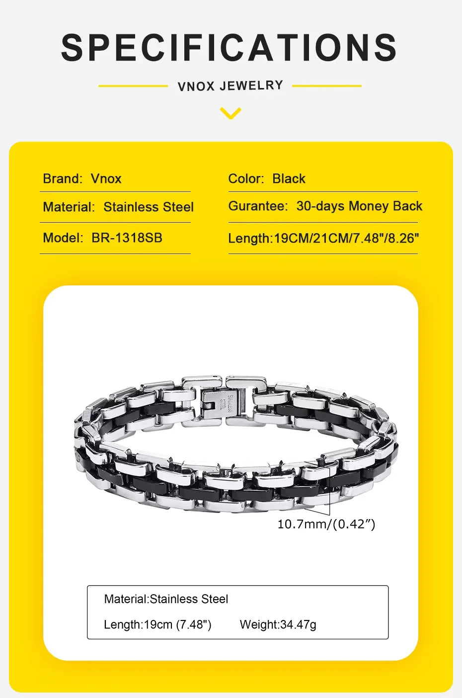 Braccialetto A Catena Con Cinturino Alla Moda In Acciaio Inossidabile Per Uomo 10 Mm Regalo Festa Del Papà