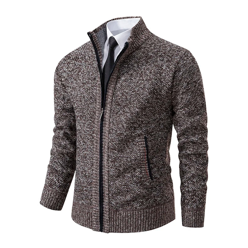 Cappotto Sportivo Casual Da Uomo In Jersey Autunno Inverno Con Colletto Alla Coreana E Cerniera Frontale In Pile