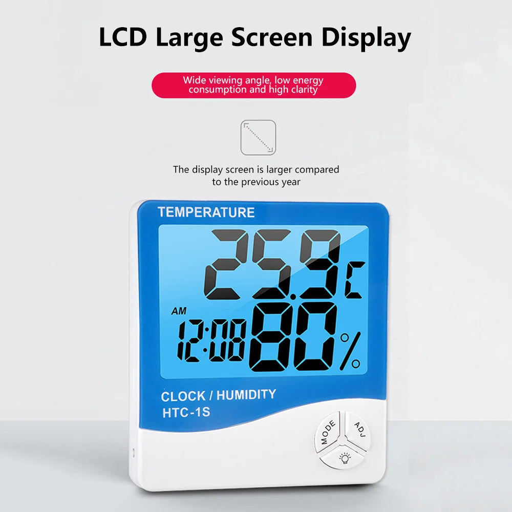 HTC 1S LCD Igrometro Digitale Misuratore di Umidità e Termometro Esterno Interno Stazione Meteo Orologio