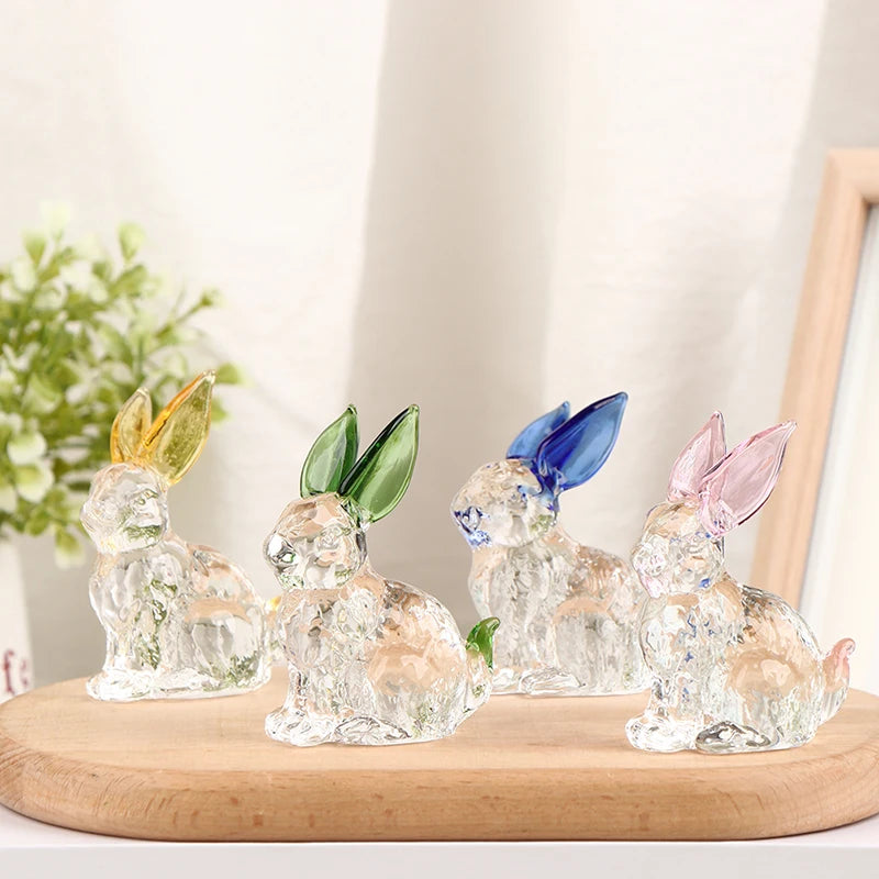 Figurine Fatte A Mano Degli Animali Mascotte Coniglio In Vetro Cristallo Ornamenti Per Tavolo Ufficio Soggiorno
