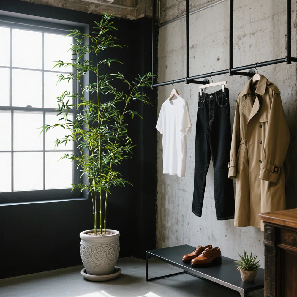 160-195 cm Grande Albero di Bambù Artificiale Alto Falso Piante di Palma Ramo di Plastica Bambusa Foglie Verde Dracaena Per La Decorazione del Giardino di Casa