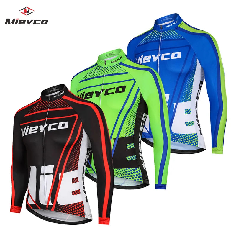 MIEYCOM Abbigliamento Ciclismo Uomo Maniche Lunghe Giacca Traspirante Protezione Solare MTB Corsa Primavera Autunno