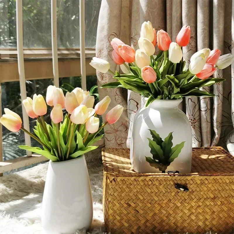 10 pezzi di fiori artificiali di tulipano, bouquet al tocco reale, fiori finti, decorazione per forniture di nozze, decorazioni per la casa, fiori di San Valentino
