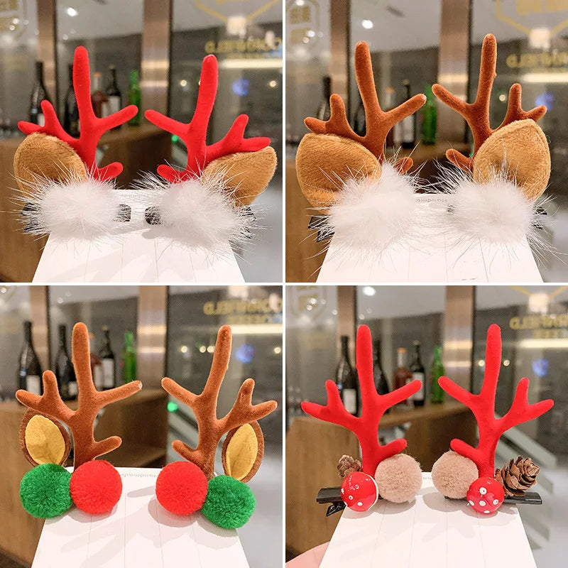 Fascia Natalizia Corna Di Renna Con Fiore Copricapo Per Capelli Per Bambini Adulti Natale Halloween Cosplay
