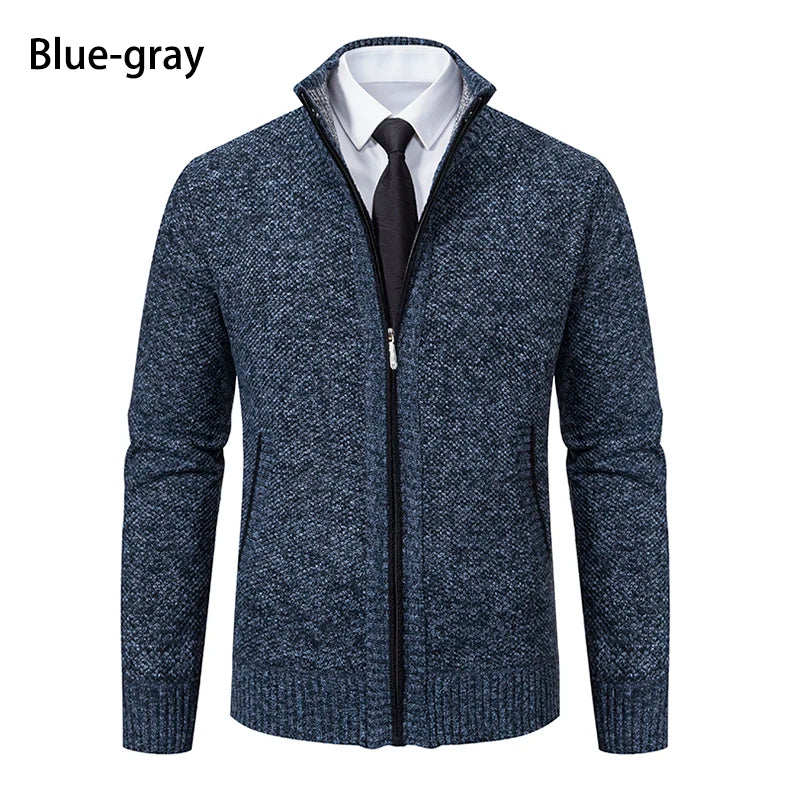 Cappotto Sportivo Casual Da Uomo In Jersey Autunno Inverno Con Colletto Alla Coreana E Cerniera Frontale In Pile