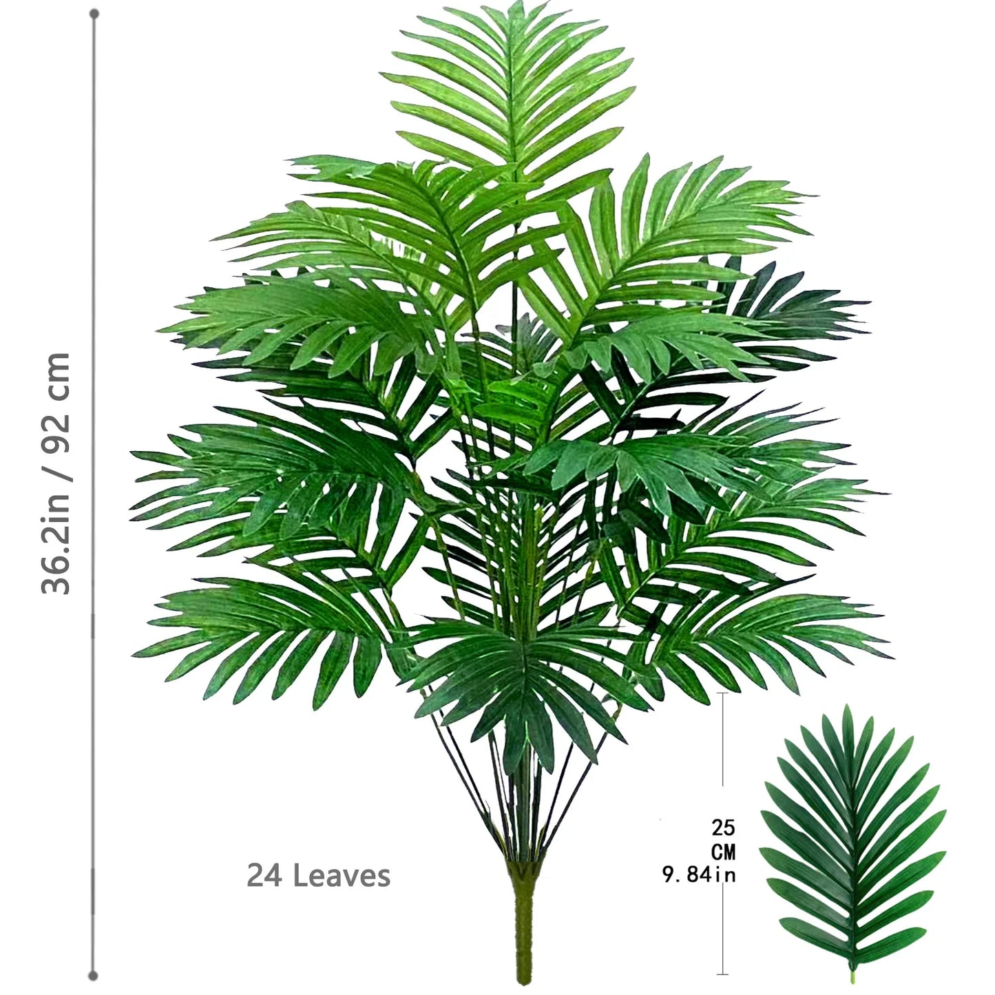 Palma Artificiale Tropicale Con Rami Di Foglie In Plastica Verde Per Decorazione Giardino Esterno Misure 50 90 120 Cm