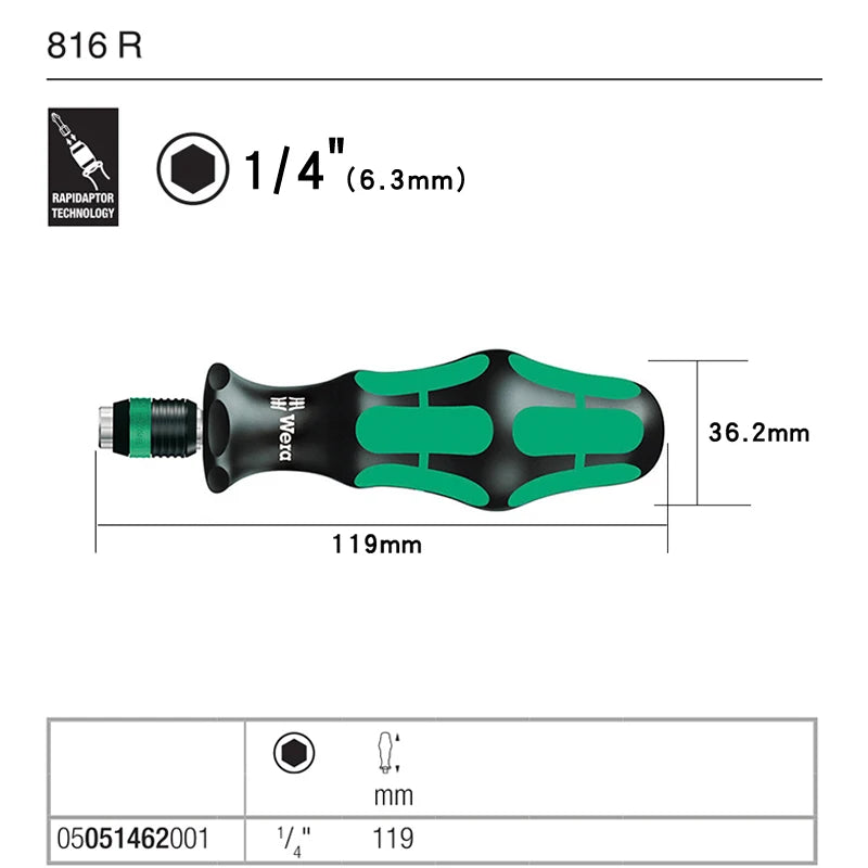 Wera Cacciavite Portapunte Con Impugnatura A Sgancio Rapido Per Utensili Manuali Modelli 813 813R 816R 816RA ESD