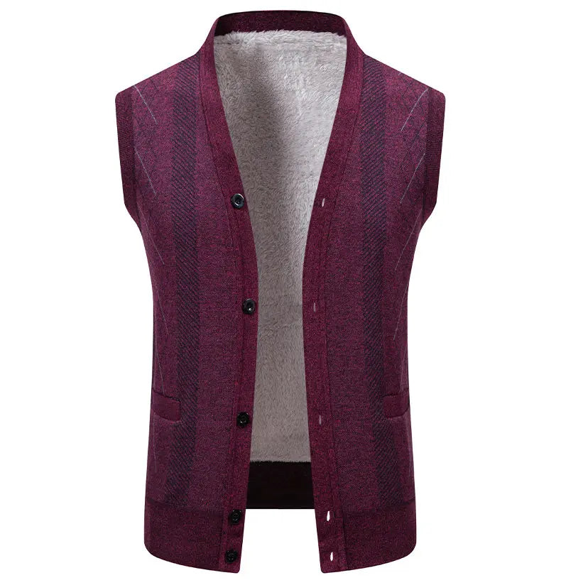 Cardigan Senza Maniche Da Uomo Gilet In Maglia Con Scollo A V Bottoni Argyle Lavorato Con Tasche