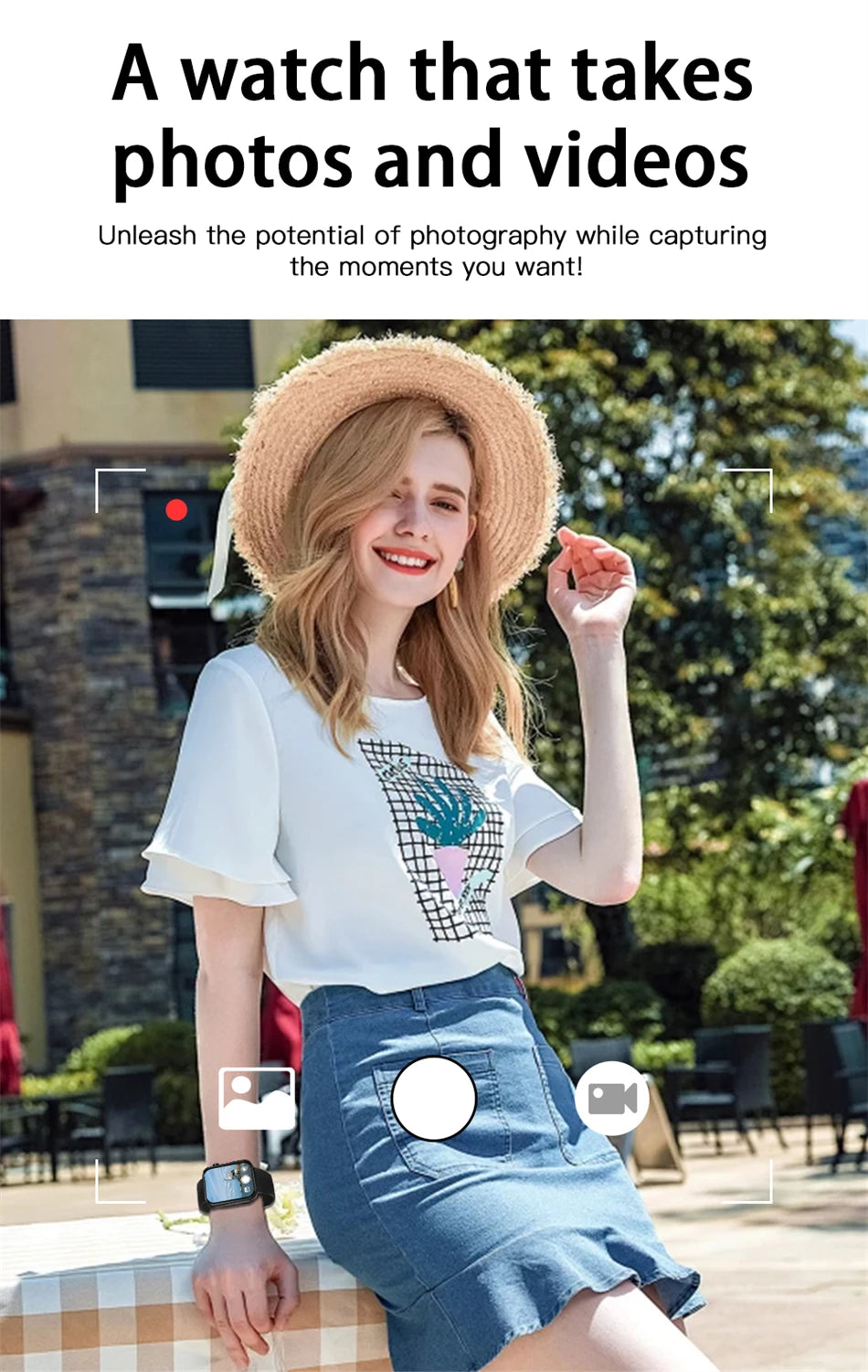Nuovo Smartwatch Fotocamera per Uomo e Donna Registrazione Foto e Video Fitness Salute Impermeabile Chiamate Bluetooth