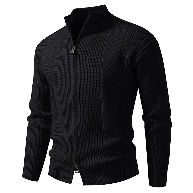 Cardigan Slim Fit Uomo Autunno Inverno Con Zip E Collo Mandarino Caldo Moda Casual