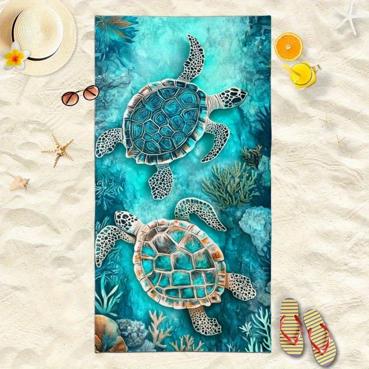 Telo Mare Microfibra Quick Dry Colorato Con Tartaruga Marina Per Mare E Spiaggia Ad Asciugatura Veloce