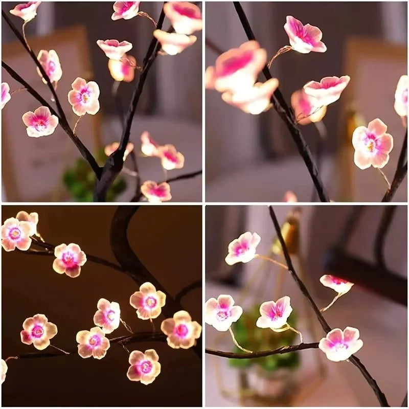 Albero Da Tavolo Con Luce Notturna LED Bonsai Artificiale Con Fiori Di Ciliegio Per Scrivania E Ufficio