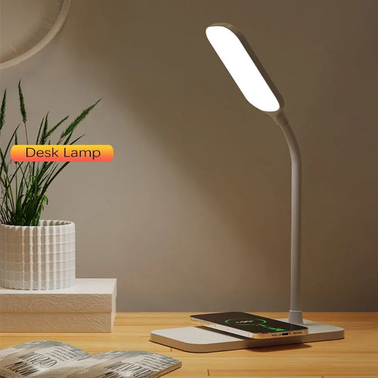 Lampada Da Scrivania LED Con Ricarica Wireless E Porta USB Dimmerabile Touch Luce Notturna Per Lettura E Giochi A Casa