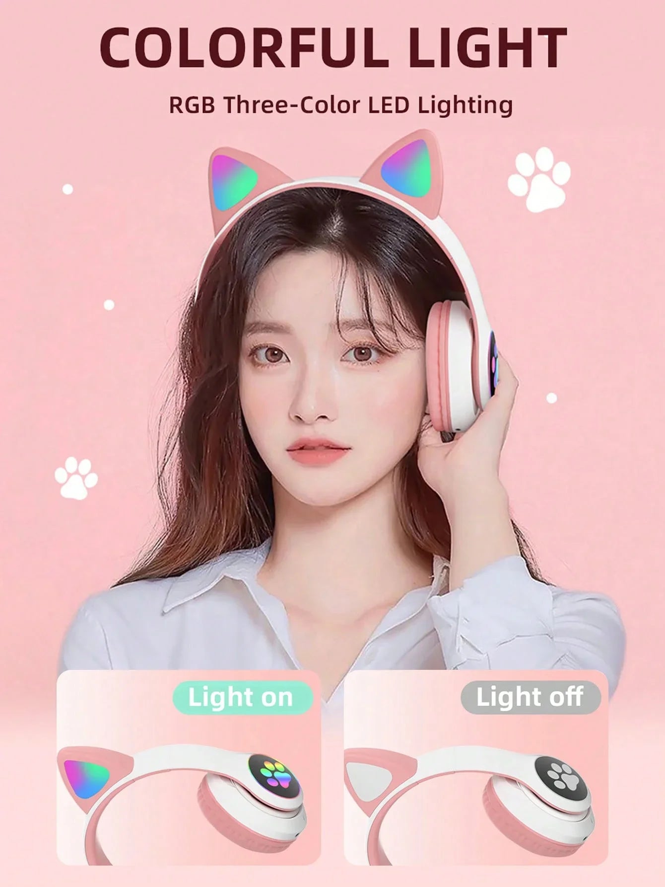 Cuffie Wireless Per Gatti Con Orecchie Di Gatto RGB Microfono Cancellazione Del Rumore Musica Stereo Regalo Ideale