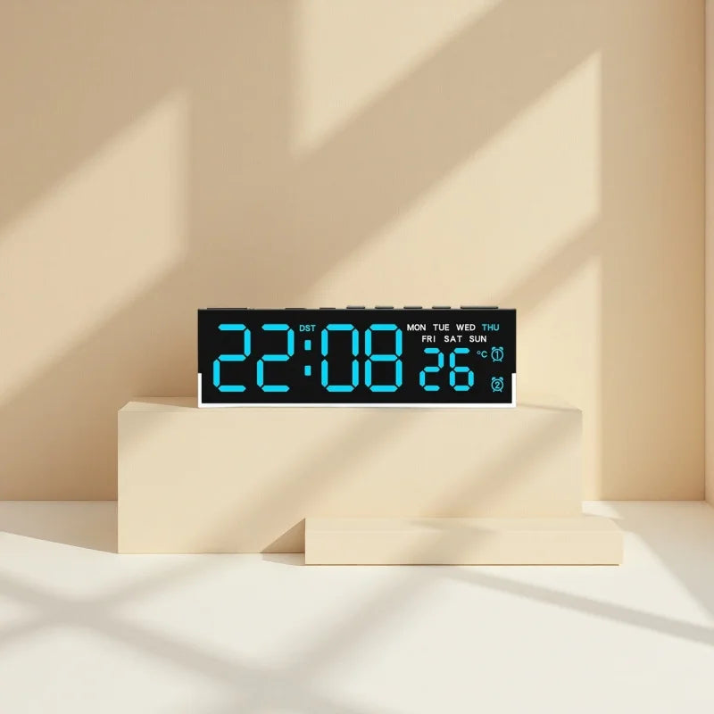 Sveglia Digitale USB Con Luce D'Ambiente Bianca Orologio Da Tavolo LED 12/24 Ore, 3 Livelli Di Luminosità, DST