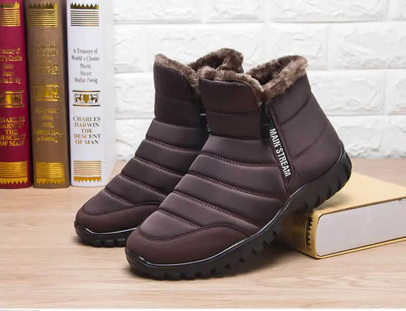 Scarpe Invernali Da Uomo Sneakers Stivali Da Neve Con Cerniera In Cotone Caldo Impermeabili Spedizione Gratuita