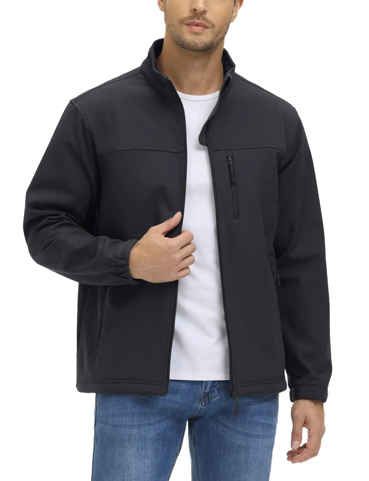 TACVASEN fodera in pile impermeabile giacca a vento giacche da lavoro invernali da uomo tasca con cerniera cappotti Casual capispalla con Zip intera top