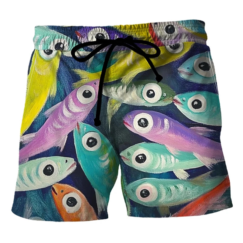 Pantaloncini Da Spiaggia Con Grafica Pesce Alla Moda Stampa 3D Per Pesca Casual Traspiranti Ad Asciugatura Rapida Uomo