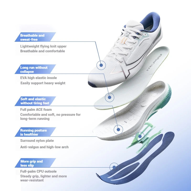 Xtep 2000 Km Plus Scarpe Da Corsa Uomo Leggere Antiscivolo Resistente All Usura 2025 Nuova Primavera