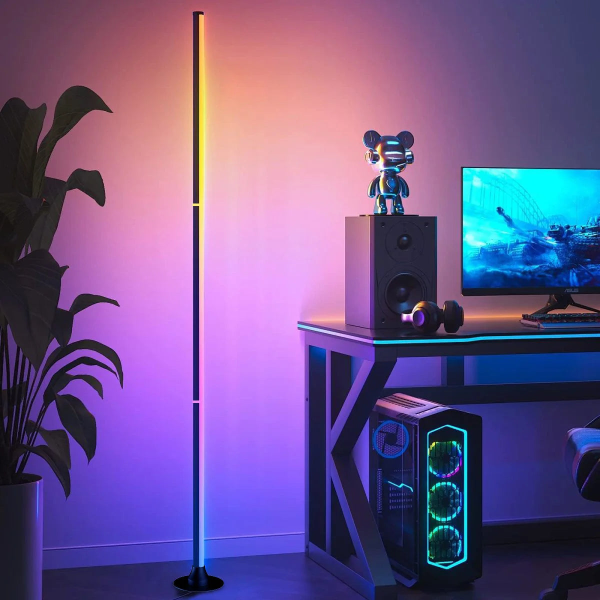 Lampada Da Terra RGB Intelligente Controllo App Telecomando Sincronizzazione Musicale Illuminazione Angolare Timer
