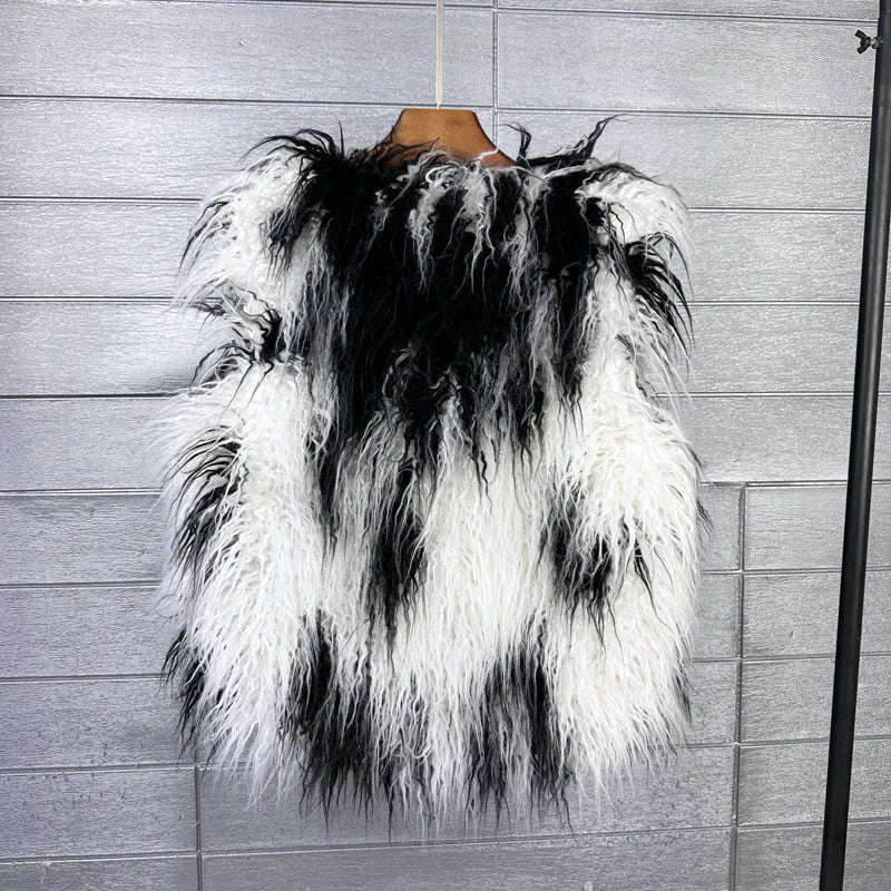 Gilet Di Pelliccia Sintetica Da Donna Lana Imitazione Caldo Senza Maniche Autunno Inverno 2025 Stile Elegante