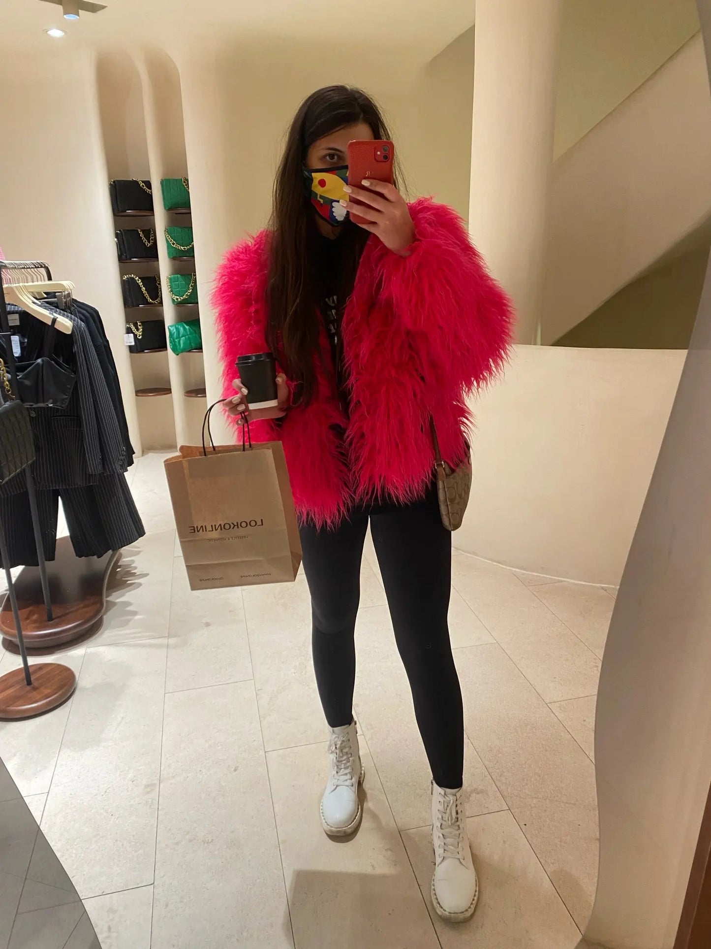 Cappotto Pelliccia Sintetica Rosa Donna Autunno Inverno Elegante Caldo Spesso Morbido Lavorazione A Maglia