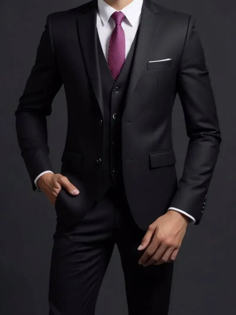 Completo Tre Pezzi Uomo Stile Britannico Elegante Per Matrimoni Cerimonie Banchetti Comfort Sobrietà Presenza