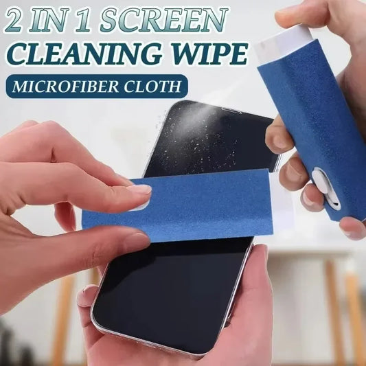 Pulitore Per Schermo Del Telefono 2 In 1 Spray Con Panno In Microfibra Per Computer Rimozione Polvere IPhone IPad Apple