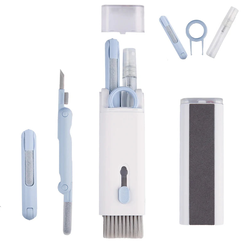Kit 7 In 1 Spazzola Per Pulizia Tastiera Computer Auricolari Detergente Estrattore Copritasti