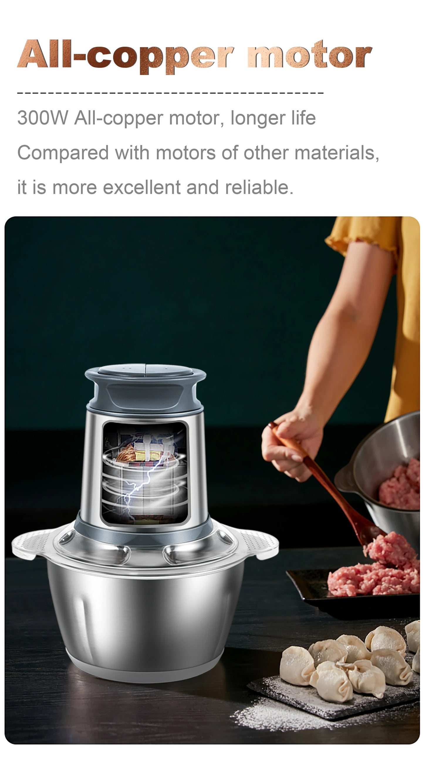Tritatutto Elettrico 2 Velocità In Acciaio Inossidabile Tritacarne Robot Da Cucina Con Affettatrice E Frullino Per Uova