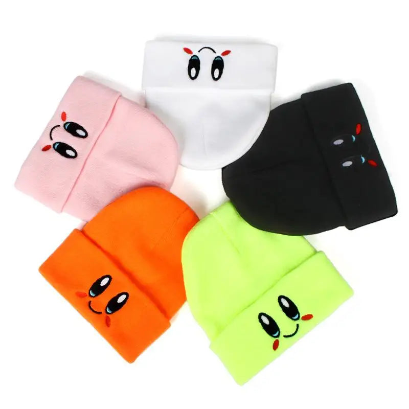 Coppia Beanie Unisex Con Ricamo Occhi, Colori Candy, Berretti In Maglia Calda, Casual E Trendy Per Donne E Uomini