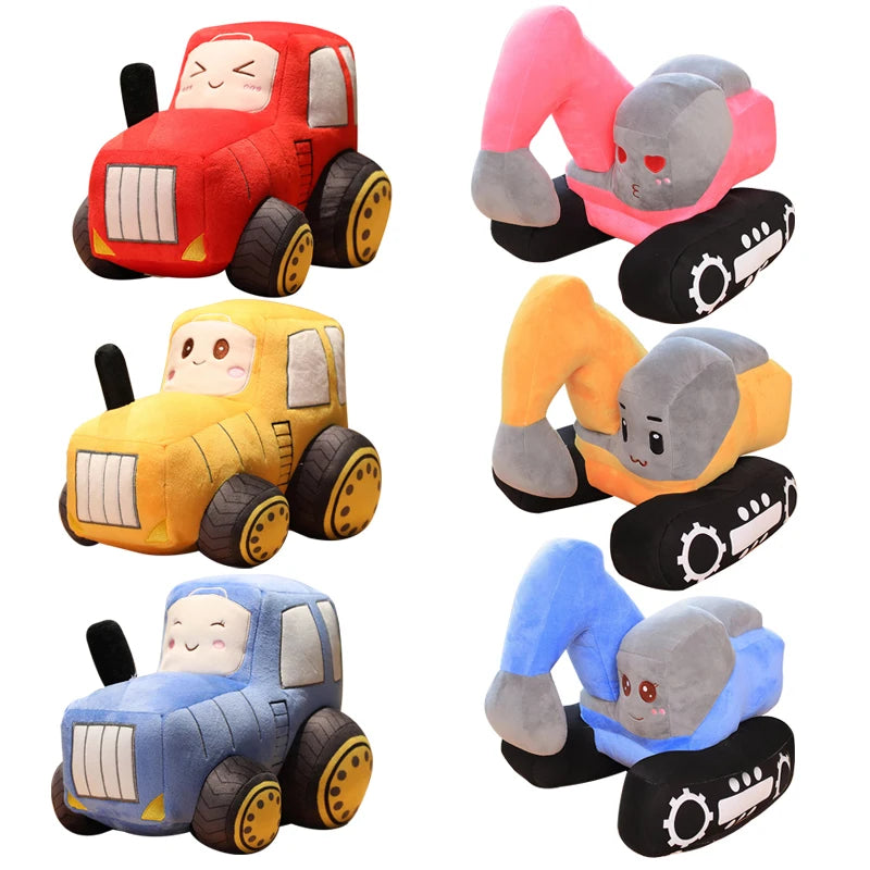 Simulazione Trattore Escavatore Giocattoli Di Peluche Per Auto Kawaii Morbido Cuscino Veicoli Regalo Natale Bambini