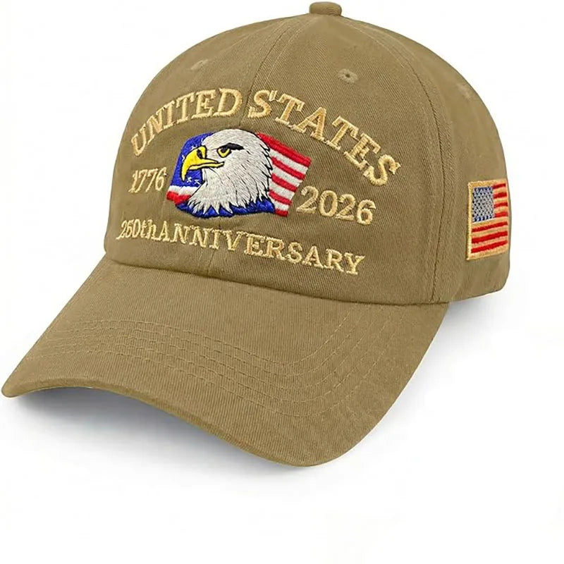 Cappello Patriottico 250esimo Anniversario USA Con Aquila Ricamata Unisex Berretto Da Baseball Elegante