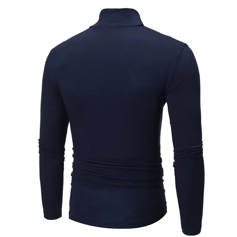 Uomo Dolcevita Autunno Inverno Slim Fit Collo Alto Alta Elasticità Manica Lunga Traspirante Maglieria Pullover