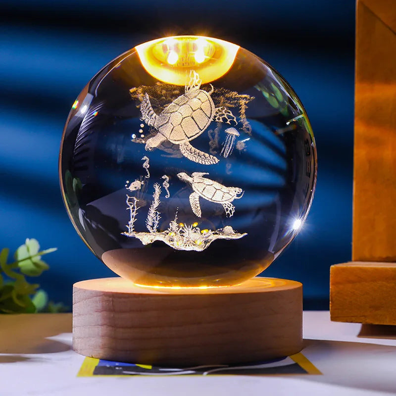 Decorazione Della Stanza Con Sfera Di Cristallo 3D E Base Led Per Luce Ambientale Nel Soggiorno
