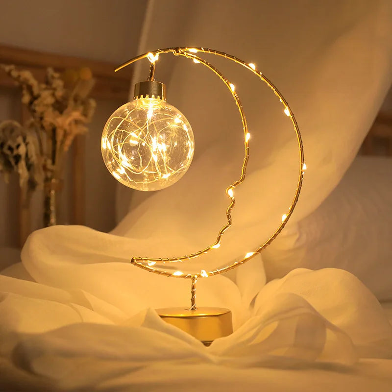 Luce LED a Forma di Luna Stella Lampada Da Notte Ferro Decorazione Interni Per Camerette Regalo Ideale