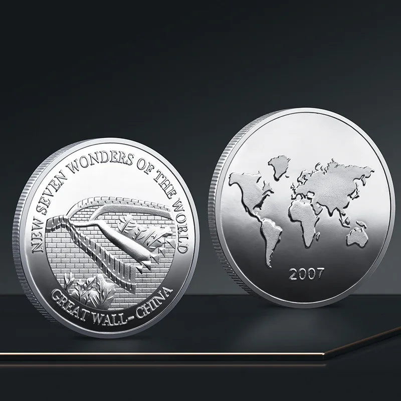 Set Di 7 Monete Placcate Oro E Argento Sette Meraviglie Del Mondo Collezione Commemorativa Viaggi