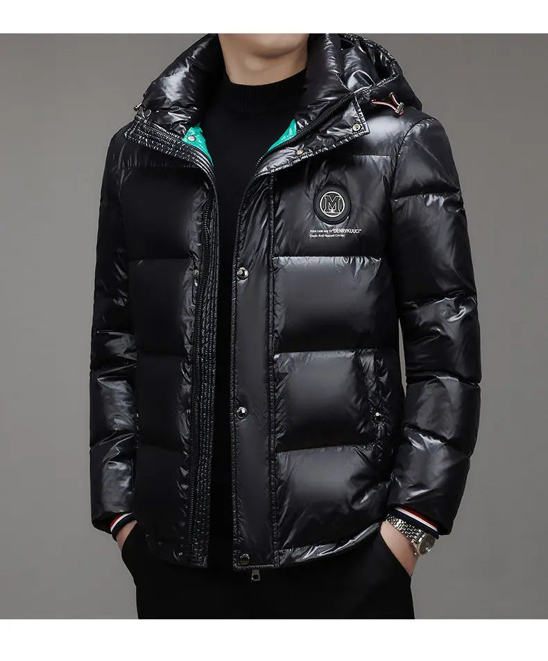 Piumino Da Uomo 2025 Inverno Con Cappuccio E Cerniera D Anatra Bianco Caldo Alla Moda Da Esterno Casual