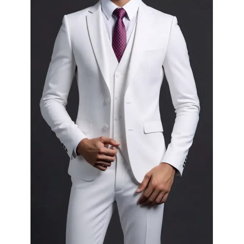 Completo Tre Pezzi Uomo Stile Britannico Elegante Per Matrimoni Cerimonie Banchetti Comfort Sobrietà Presenza