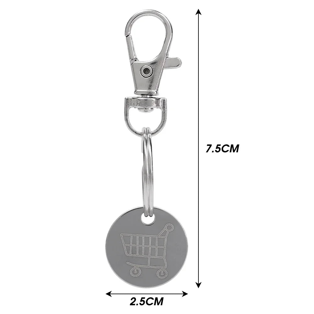Portachiavi Gettoni Carrello Spesa In Metallo Mini Con Etichetta Monete Per Rimozione Carrello Supermercato Unisex Regali